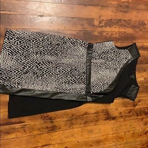 Black/white with faux leather cocktail dress